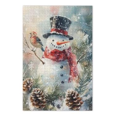 Imagem de Boneco de neve lenço vermelho chapéu preto quebra-cabeça 500 peças, quebra-cabeças para adultos, jogos adultos