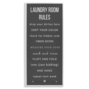 Imagem de Stupell Industries Regras cinzentas da lavanderia arte giclée emoldurada cinza, design por Julia Frost, Jenny Faw, 24 x 10
