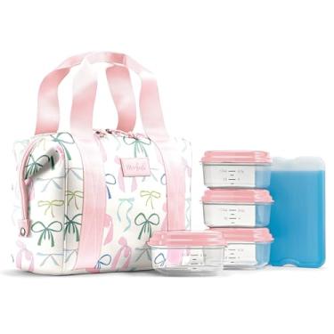 Imagem de Fit & Fresh Lancheira de neoprene para mulheres, lancheira feminina isolada para trabalho, resistente a rasgos e manchas, lancheira grande para mulheres com recipientes e gelo, bolsa Remi lavável na