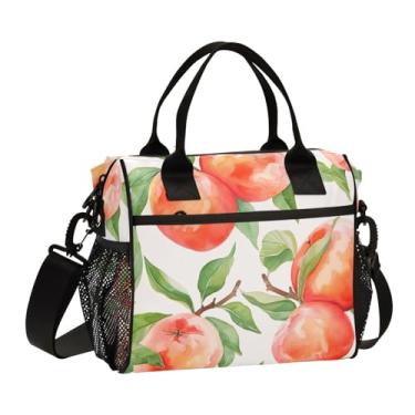 Imagem de GAIGEO Lancheiras térmicas em aquarela pêssego, lancheiras térmicas para mulheres, lancheira de viagem, M