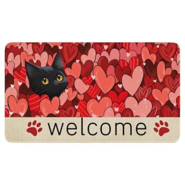 Imagem de aienssfwe Tapete de porta de dia dos namorados, tapete de boas-vindas ao ar livre, capacho de coração para dia dos namorados, 76 x 43 cm