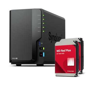 Imagem de Synology DS225+ 2-Bay Diskstation NAS (Intel Celeron J4125 Quad-Core, 2 GB Non-ECC DDR4 SODIMM 1 x 2,5 GbE und 1 x 1 GbE RJ-45 LAN-Port) Pacote de 8TB com 2X 4TB WD Red Plus