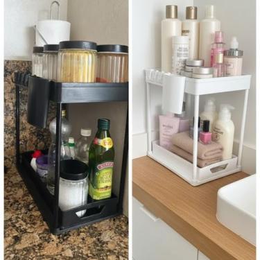 Imagem de Organizador Multiuso 2 andares com Bandeja Corrediça Cor:Branco - Glob