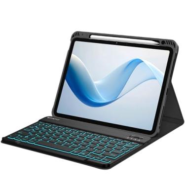 Imagem de Fintie Capa para teclado para iPad Air 4ª geração 10,9 polegadas 2020 - [Suporte para lápis embutido] Capa traseira de TPU macia com teclado Bluetooth sem fio magneticamente removível, preta