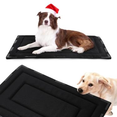 Imagem de HOMBYS Cama de espuma à prova de mastigação para cães 89 x 55 cm com 14 rebites de metal reforçado, almofada de caixa indestrutível para cães médios/grandes, tecido super resistente à mastigação e