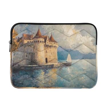 Imagem de Joitme Bolsa feminina Chateau Lakeside azul para laptop de 15,6 polegadas, bolsa para laptop de 15,6 polegadas, bolsa para laptop de 15,6 polegadas para mulheres