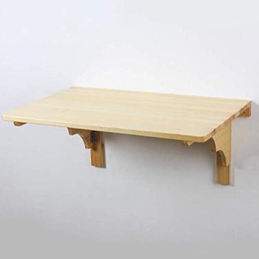 Imagem de Mesa de parede dobrável montada na parede, mesa de jantar com folhas caídas, mesa de jantar, mesa de computador, mesa de estudo, mesa lateral de suporte duplo para casa e escritório (pinheiro 80 x 50