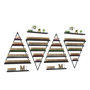 Imagem de Prateleiras de metal para guardar esmaltes de parede, prateleira de esmalte de metal, 5 camadas, prateleira de exibição de óleo essencial, loja de salão de unhas, prateleira de exibição triangular