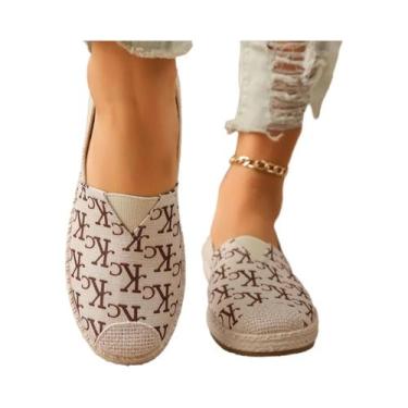 Imagem de Tênis Feminino Casual Respirável De Tricô Estilo Pescador Com Estampa 