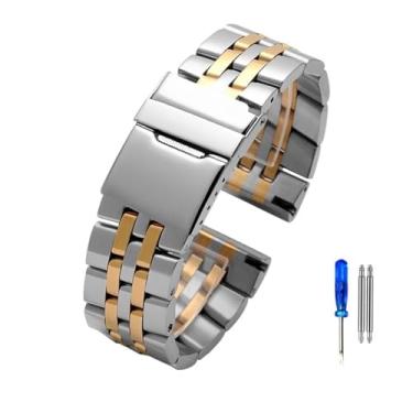 Imagem de ANZOAT Pulseira masculina de aço inoxidável Avenger Super Ocean da Breitling de 22 mm e 24 mm (ouro prateado, 22 mm)