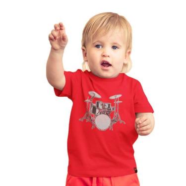 Imagem de Camiseta Infantil Unissex Baterista Instrumento Bateria Drum - Hipster