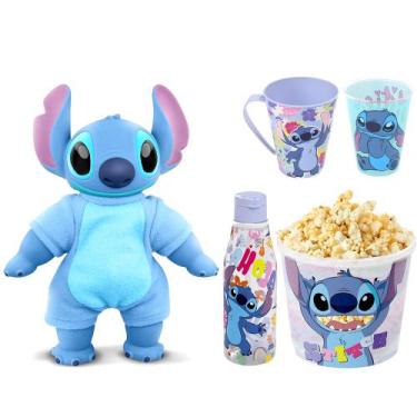Imagem de Coleção Stitch Pelucia + Garrafa Pote de Pipocas Copo e Caneca Origina