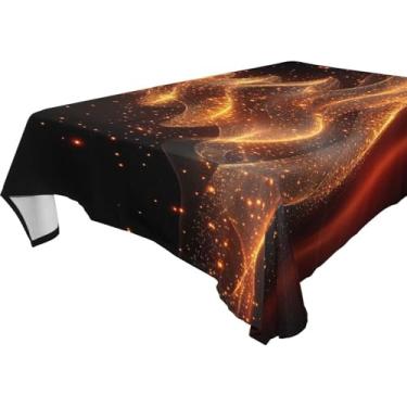 Imagem de Blueangle Glowing Stars Toalha de mesa para árvore de Natal – Toalha de mesa retangular de poliéster impermeável e resistente a manchas para ambientes internos e externos, 152 x 228 cm (509)