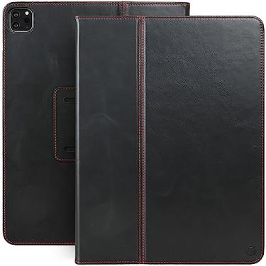 Imagem de Casemade Capa de couro real para iPad Pro 33.0 cm M4 (modelo 2024) - Capa fina premium/fólio inteligente com suporte duplo e hibernar/despertar automático (preto)