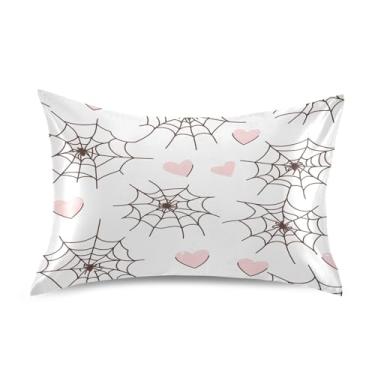 Imagem de Wassud Fronha de cetim aranha para cabelo e pele, fronhas de seda macia, tamanho queen, respirável, com fecho de envelope