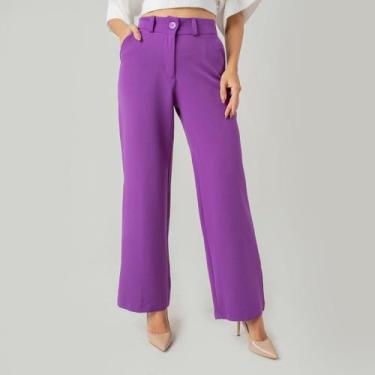 Imagem de Calça susie pantalona alfaiataria feminina - Susie Modas, Roxo, G
