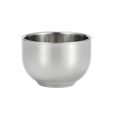 Imagem de Tigela de espuma de sabão de barbear prateada copo de mistura de espuma facial de metal para rotinas de limpeza de cuidados pessoais