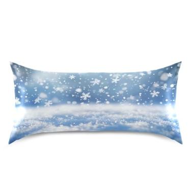 Imagem de Blueangle Fronha de cetim com flocos de neve caindo para cabelo e pele, fronha de seda, tamanho king (50,8 x 101,6 cm) - Capas de almofada de cetim refrescantes com fecho de envelope (17)