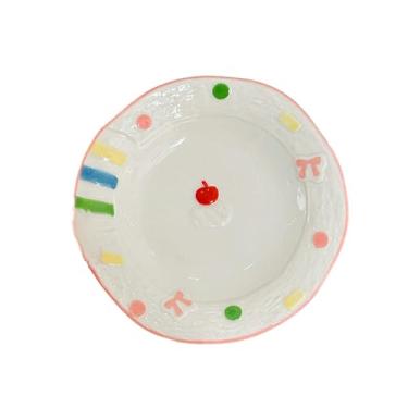 Imagem de Conjunto criativo de tigelas e colheres de cerâmica sob o esmalte pintado à mão tigela de sobremesa para sobremesa - prato de 15 cm