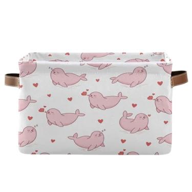 Imagem de Wassud Cesto de armazenamento de lona com alças fofas, cestas organizadoras dobráveis para armário, banheiro e decoração de casa, 1 pacote