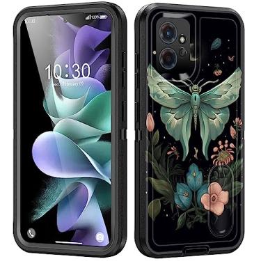 Imagem de BFUKVOU Capa protetora para Moto G Power 5G 2023 com suporte embutido, à prova de choque/poeira/queda, 3 camadas de grau militar, capa protetora para Motorola Moto G Power 5G 2023, borboleta e lua e