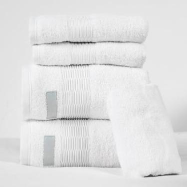 Imagem de Kit 4 Peças Toalha de Banho e Rosto em Algodão, Absorção Confortável, Volume Extra para Uso Diário e Decoração de Banheiro (Branco)