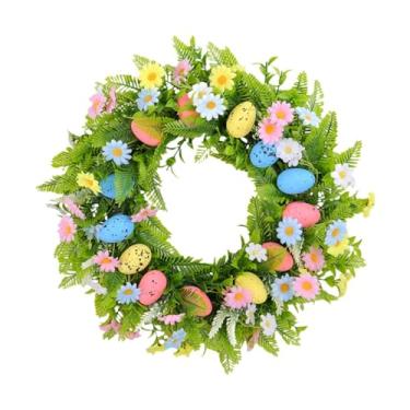 Imagem de Bothyi Guirlanda de Páscoa para Porta de Entrada com Margaridas Artificiais, Decoração de Primavera/Verão com Ovos de Páscoa e Folhagem de Eucalipto para