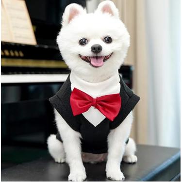 Imagem de 1 peça de roupas para animais de estimação, design quente de poliéster com gravata borboleta para cães e gatos, roupa de inverno para animais de estimação pequenos a médios, festas de Páscoa, preto