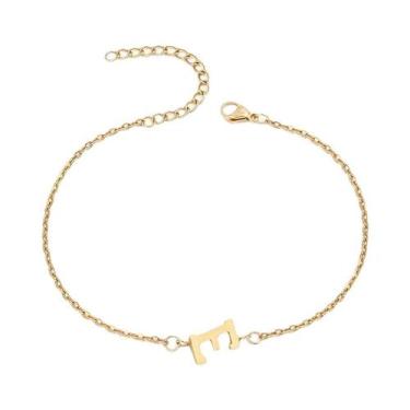 Imagem de Pulseira De Corrente Fina Com Contas Em Forma De Letra Minimalista Uni