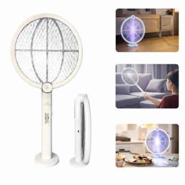 Imagem de Raquete Elétrica Mata Mosquito Recarregável USB com Luz UV 2 em 1 Port