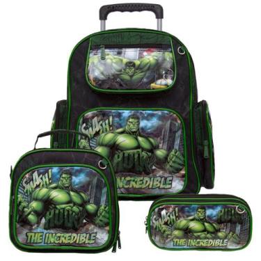 Imagem de Mochila Infantil Escolar de Rodinhas Incrivel Hulk Preta - TOYS 2U