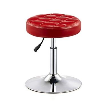 Imagem de Banco de rodinhas altura ajustável com rodas bancos de bar cadeiras giratórias altura ajustável banquetas de bar cozinha café da manhã cadeiras de bar banco acolchoado couro