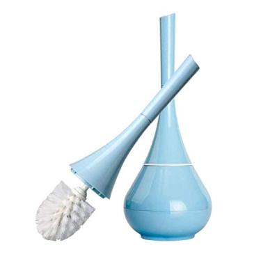 Imagem de Suporte de escova de vaso sanitário de plástico tipo vaso com base, escova de vaso sanitário com suporte, conjunto de escova de vaso sanitário fechado, usado para limpeza sanitária no banheiro