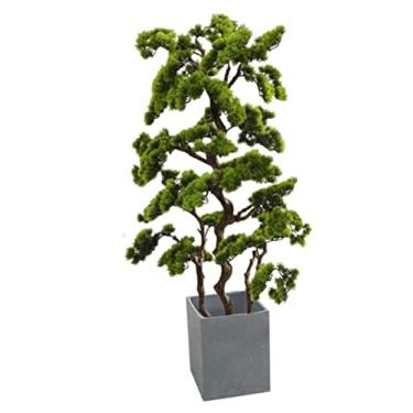 Imagem de SLGGPJBU Plantas falsas plantas artificiais verdes artificiais bonsai simulação de vaso de árvore de plástico ornamentos em vaso para decoração de jardim doméstico plantas artificiais de árvore falsa