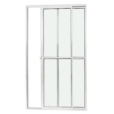 Imagem de Porta Balcão 2 Folhas 2,10x1,20 Branca C/ Fechadura L.25 - ALLO ESQUAD