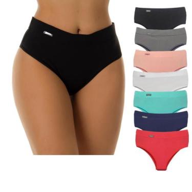 Imagem de Kit 5 Calcinhas Calçola Modeladora Cós Alto Cintura Alta Em Microfibra