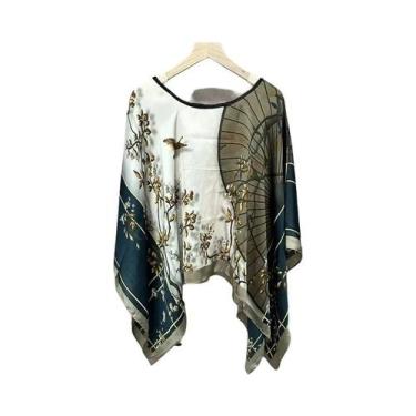 Imagem de Blusa Solta De Chiffon Estampada Sexy Para Praia Feminina, Saída De Pr