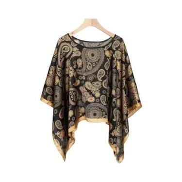 Imagem de Blusa Solta De Chiffon Estampada Sexy Para Praia Feminina, Saída De Pr