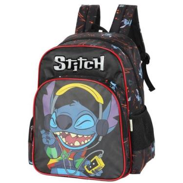 Imagem de Mochila Stitch De Costas Infantil Alças Acolchoadas Grande Preto - Lux