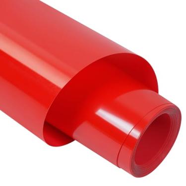 Imagem de TORC Rolo de vinil de transferência de calor PU vermelho HTV 30,5 cm x 3 m ferro em vinil para camisetas artesanais - Fácil de cortar e remover ervas daninhas para design de transferência de calor