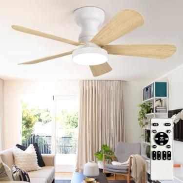 Imagem de Depuley Ventilador de teto pequeno com luzes: Ventilador de montagem embutida de 89 cm com luz e controle remoto - Ventiladores de teto de perfil baixo Motor DC reversível silencioso para quarto sala