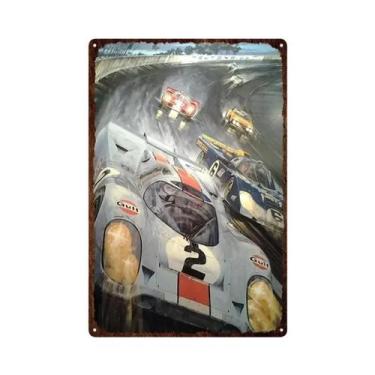 Imagem de Placa De Metal Vintage Gulf Gasoline: Decoração De Parede Para Garagem