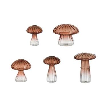 Imagem de Conjunto De 5 Vasos De Vidro Em Forma De Cogumelo, Vasos Hidropônicos 