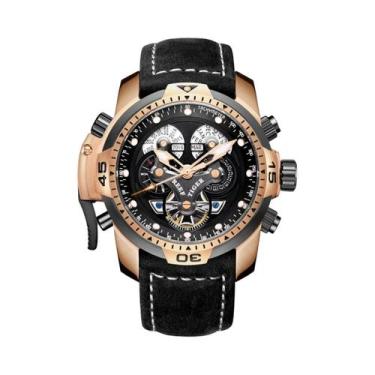 Imagem de Relógio Automático Masculino Em Ouro Rosa Com Mostrador Preto E Pulsei