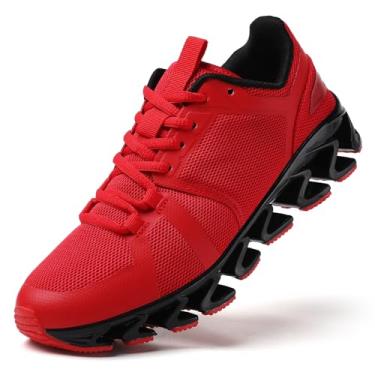 Imagem de DEELOG Tênis de corrida feminino, confortável, tênis de caminhada, tênis de trilha, Vermelho, 39