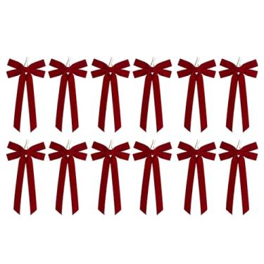 Imagem de Laços para árvore de Natal - decoração de casa vintage - grande laço de Natal decoração de férias | para quarto de férias, sala de estar, guirlanda, porta de parede, embrulho de cornija, artesanato