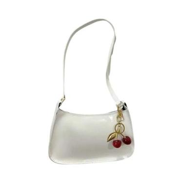 Imagem de Bolsa De Ombro Feminina Em Couro PU De Cor Sólida Com Pingente De Cere