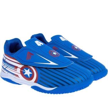 Imagem de Chuteira Infantil Futsal Dray Marvel Capitão América Azul - 31-Masculino