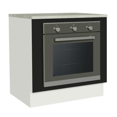 Imagem de Balcão Para Forno De Embutir 80 X 60 Cm Com Tampo Branco/preto Agata, Glamy Madesa Branco/preto