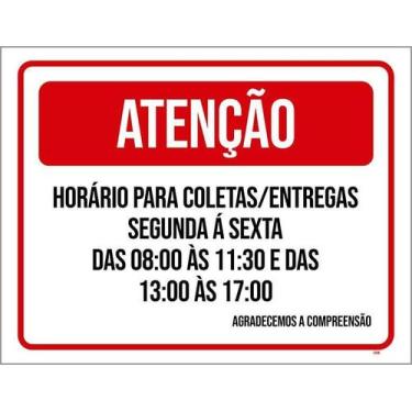Imagem de Kit 5 Placa Acm Horário Coletas E Entregas 18X23 - Sinalizo
